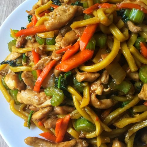 Stir fried lomi noodles