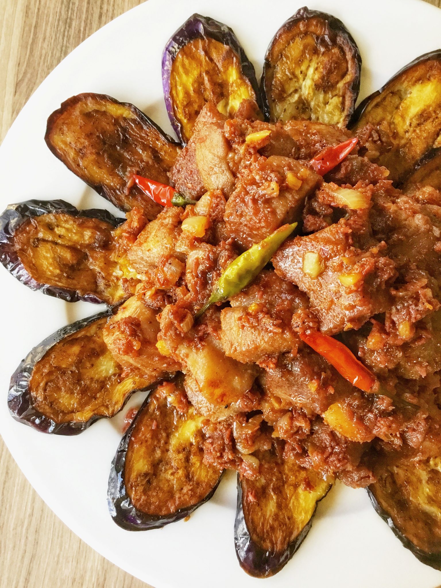 PinoyBites | Pork Binagoongan with Fried Eggplant - PinoyBites
